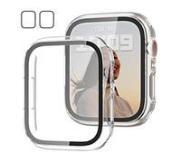 2 Pack Case with Tempered Glass Screen Protector for Apple Watch Series 7 45mm,JZK Slim Guard Bumper Full Coverage Hard PC Protective Cover HD Ultra-Thin Cover for iWatch 45mm Accessories,Clear+Clear