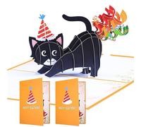 2-Pack Cat Birthday Cards, Funny Happy Birthday Card Gift Card for Cats Lover, 3D Pop Up Cat in Sofa Card, Black Cat Birthday Cards for Gril Boys Women Men Cat Lovers, Handmade Gifts for Pet