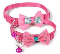 2 Pack Cat Breakaway Collar 9.5"-13.4" Cute Cat Collar Adjustable Kitty Collars with Bow and Detachable Safety Buckle for Kittens, Yorkshire Terriers, Teacup Chihuahuas, Rabbits