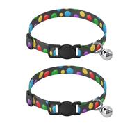 2 Pack Cat Collar Colorful Polka Dots Cat Bell Collar, Adjustable Length 10.6" to 17.1"