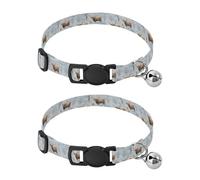 2 Pack Cat Collar Highland Cows Trees Decorative Pet Collar with Bell, Adjustable Length 10.6" to 17.1"