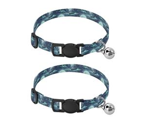 2 Pack Cat Collar Moonlit Pirate Ship Cat Collar Breakaway with Bell, Adjustable 10.6 to 17.1 Inches