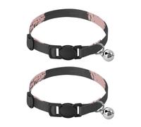 2 Pack Cat Collar Pink Polka Dots Black Vintage Decorative Pet Collar with Bell, Adjustable Length 10.6" to 17.1"