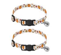 2 Pack Cat Collar Pumpkin Sunflower Autumn White Bell Collar for Small Dogs, Adjustable Length 10.6" to 17.1"