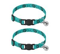 2 Pack Cat Collar Turquoise Rose Petals Collar with Bell for Dog Puppy, Adjustable 10.6 to 17.1 Inches