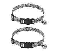 2 Pack Cat Collar Vintage Tribal Black White Small Dog Collar with Bell, Adjustable 10.6 to 17.1 Inches