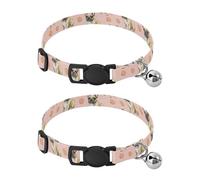 2 Pack Cat Collar Watercolor French Bulldog Poses Kitten Bell Collar, Adjustable 10.6 to 17.1 Inches