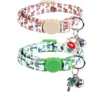 2 Pack Cat Collar with Bell Crab Coconut Tree Pendant Breakaway Adjustable Accessory for Cats Kitten Kitty