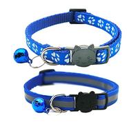 2 Pack Cat Collars Quick Release Reflective Kitten Collar with Bell & Safety Release (Dark Blue)