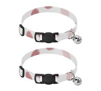 2 Pack Cat Collars Red Pink Gray Dots White Cat Bell Collar, Adjustable 10.6 to 17.1 Inches