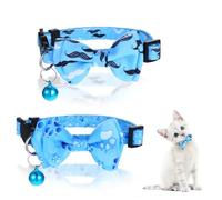 2 Pack Cat Collars with Bell, Breakaway Cute Blue Cat Bow Tie Safety with Bell Buckle Soft Adjustable Bow Tie Kitten Collars Accessories for Cats Puppy and Small Pets