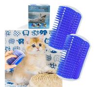 2 Pack Cat Corner Self Groomer with Catnip Wall Cat Groomer Cat Wall Brush Wall Corner Perfect Massage Comb Tool Softer Massager Toy for Long & Short Fur Kitten Cats Dogs Pet Grooming Brush (Blue)