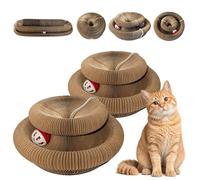 2-Pack Cat Pad Scratcher Toys, Magic Organ Cat Toy & Kitty Curls Cat Toy, Interactive Cardboard Cat Scratching Board with Bell Balls, Corrugated Scratcher for Indoor Cats, Furniture Protection
