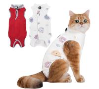 2 Pack Cat Professional Recovery Suit，Body Suits for Abdominal Wounds or Skin Diseases，E-Collar Alternative for Cats, Onesie Cat Clothes After Surgery Collar & Cone Alternative