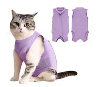 2 Pack Cat Recovery Suit, Breathable Cat Onesie After Surgery Female, Kitten Surgery Recovery Suit Female Abdominal Wound, Alternative Kitten Onesie for Cats Anti Licking (Purple, S)