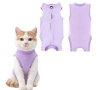 2 Pack Cat Recovery Suit, Breathable Cat Onesie Post Surgery with Adjustable Back Velcro, Anti-Licking Wound Protection Surgical Vest for Spay Female Cats, Kittens & Skin Disease Care (2 Purple, M)