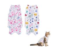 2 Pack Cat Recovery Suit,Breathable Cat Onesie Soft Kitten Onesie Cat Bodysuit Surgical Spay Suit,Anti-licking Cats Vest for Skin Diseases Elizabethan Collar Alternative (B)