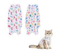 2 Pack Cat Recovery Suit,Breathable Cat Onesie Soft Kitten Onesie Cat Bodysuit Surgical Spay Suit,Anti-licking Cats Vest for Skin Diseases Elizabethan Collar Alternative (A)