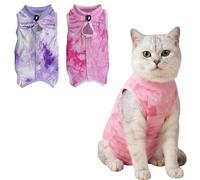 2 Pack Cat Recovery Suit, M Size Anti-Licking Bodysuit & Cat Surgical Recovery Suit, Breathable Cats Onesie Post Surgery with Adjustable Drawstring, Cone of Shame Alternative