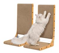 2-Pack Cat Scratchers with Ball Toy - Happy & Polly 25.6 Inch Tall L Shape Vertical Cardboard Cat Scratching Board for Indoor Cats - Protecting Wall and Couch Large Cat Scratch Pad