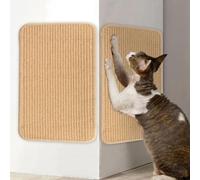 2 Pack Cat Scratching Mat with Strong Adhesive, 40 x 60 cm Natural Sisal Cat Scratch Pads, Self Adhesive Sofa & Furniture Protector for Cats, Wall, Carpet & Door Scratch Guard (Brown)