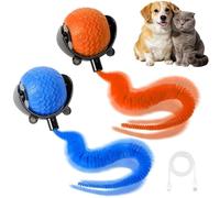 2 Pack Cat Toy Ball, Interactive Cat Toys for Indoor Cats, Electric Automatic Rolling Dog Ball with Tail, 360° Smart Automatic Rolling, 3 Mode Switching interactive ball for Cats, Dogs(Blue & Orange)