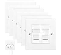 2 Pack Cat6 RJ45 Socket Ethernet Socket Wall Boxes Ethernet Wall Socket Ethernet Plug Wall Socket Double Socket RJ45 Network Wall Plate with Keystone Jack Modular for CAT6/CAT5E/CAT5(White)