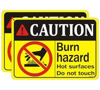 2 pack Caution Burn Hazard Hot surfaces Do not touch Metal Sign 7" x 10" Rust Free Reflective Aluminum，Warning for Indoor or Outdoor Use,Fade Resistant, Waterproof，Easy Install