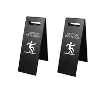 2-Pack Caution Wet Floor Sign,22" Height,White, black, silver double-sided folding A-frame design, bilingual warning information black