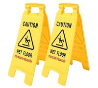 2 Pack Caution Wet Floor Sign 26" High (When Open), Bright Yellow Foldable Sturdy Bilingual Cuidado Piso Mojado Double-Sided A-Shaped Safety Warning Sign for Indoor and Outdoor Commercial Use