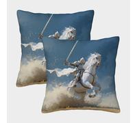 2 Pack Cavalry Knight Chieftain Pillow Case 50x50cm Throw Pillow Case,Modern Decoration Medieval Fantasy Art Pattern for Terrace Sofa Bedroom Indoor Outdoor Party