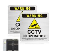 2 Pack CCTV Signs Outdoor Aluminum Alloy, 15x15cm Durable CCTV in Operation Sign for Homes, Offices, and Warehouses, Pre-Drilled & Self-Adhesive Security Warning Signs