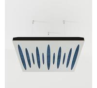 2 Pack - Ceiling Acoustic Sound-Absorbing Diffusion Panel with Velvet Fabric & Mounting Kit | 50x50x5cm | Acoustic Cloud Panel | Home Acoustic Treatment [ PULSAR - White | Blue ]