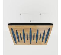 2 Pack - Ceiling Acoustic Sound-Absorbing Diffusion Panel with Velvet Fabric & Mounting Kit | 50x50x5cm | Acoustic Cloud Panel | Home Acoustic Treatment [ PULSAR - Oak | Blue ]