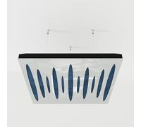 2 Pack - Ceiling Acoustic Sound-Absorbing Diffusion Panel with Velvet Fabric & Mounting Kit | 50x50x5cm | Acoustic Cloud Panel | Home Acoustic Treatment [ PULSAR - White plastic | Blue ]