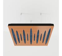 2 Pack - Ceiling Acoustic Sound-Absorbing Diffusion Panel with Velvet Fabric & Mounting Kit | 50x50x5cm | Acoustic Cloud Panel | Home Acoustic Treatment [ PULSAR - Cherry | Blue ]
