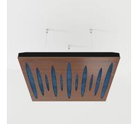 2 Pack - Ceiling Acoustic Sound-Absorbing Diffusion Panel with Velvet Fabric & Mounting Kit | 50x50x5cm | Acoustic Cloud Panel | Home Acoustic Treatment [ PULSAR - Nut | Blue ]
