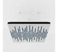 2 Pack - Ceiling Acoustic Sound-Absorbing Diffusion Panel with Velvet Fabric & Mounting Kit | 50x50x5cm | Acoustic Cloud Panel | Home Acoustic Treatment [ WAVE - White plastic | Blue ]