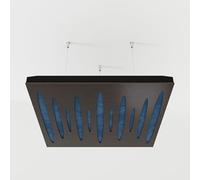 2 Pack - Ceiling Acoustic Sound-Absorbing Diffusion Panel with Velvet Fabric & Mounting Kit | 50x50x5cm | Acoustic Cloud Panel | Home Acoustic Treatment [ PULSAR - Wenge | Blue ]
