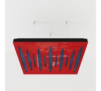2 Pack - Ceiling Acoustic Sound-Absorbing Diffusion Panel with Velvet Fabric & Mounting Kit | 50x50x5cm | Acoustic Cloud Panel | Home Acoustic Treatment [ PULSAR - Red plastic | Blue ]