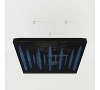 2 Pack - Ceiling Acoustic Sound-Absorbing Diffusion Panel with Velvet Fabric & Mounting Kit | 50x50x5cm | Acoustic Cloud Panel | Home Acoustic Treatment [ PULSAR - Black plastic | Blue ]