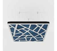2 Pack - Ceiling Acoustic Sound-Absorbing Diffusion Panel with Velvet Fabric & Mounting Kit | 50x50x5cm | Acoustic Cloud Panel | Home Acoustic Treatment [ SKYROSS - White plastic | Blue ]
