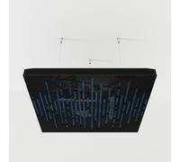 2 Pack - Ceiling Acoustic Sound-Absorbing Diffusion Panel with Velvet Fabric & Mounting Kit | 50x50x5cm | Acoustic Cloud Panel | Home Acoustic Treatment [ WAVE - Black plastic | Blue ]
