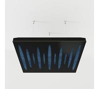 2 Pack - Ceiling Acoustic Sound-Absorbing Diffusion Panel with Velvet Fabric & Mounting Kit | 50x50x5cm | Acoustic Cloud Panel | Home Acoustic Treatment [ PULSAR - Black | Blue ]