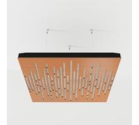 2 Pack - Ceiling Acoustic Sound-Absorbing Diffusion Panel with Velvet Fabric & Mounting Kit | 50x50x5cm | Acoustic Cloud Panel | Home Acoustic Treatment [ WAVE - Cherry | White ]