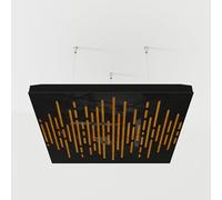 2 Pack - Ceiling Acoustic Sound-Absorbing Diffusion Panel with Velvet Fabric & Mounting Kit | 50x50x5cm | Acoustic Cloud Panel | Home Acoustic Treatment [ WAVE - Black plastic | Yellow ]