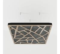2 Pack - Ceiling Acoustic Sound-Absorbing Diffusion Panel with Velvet Fabric & Mounting Kit | 50x50x5cm | Acoustic Cloud Panel | Home Acoustic Treatment [ SKYROSS - Sonoma | Grey ]