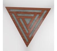 2 Pack - Ceiling Corner Bass Trap "Triangle-F" Triangular Pyramid Acoustic Foam with Perforated Laminated HDF Plate and Fabric | Front Triangle Side: 42cm | [ SCIFI - Nut | Grey ]