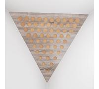 2 Pack - Ceiling Corner Bass Trap "Triangle-F" Triangular Pyramid Acoustic Foam with Perforated Laminated HDF Plate and Fabric | Front Triangle Side: 42cm | [ ROUNDS - Sonoma | Gold ]