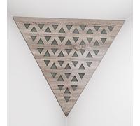 2 Pack - Ceiling Corner Bass Trap "Triangle-F" Triangular Pyramid Acoustic Foam with Perforated Laminated HDF Plate and Fabric | Front Triangle Side: 42cm | [ TRI - Sonoma | Grey ]